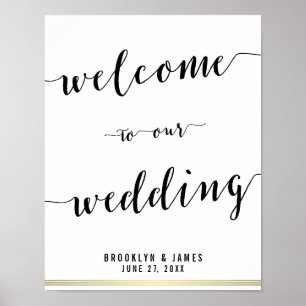 Schwarz-Weiß Hochzeitsempfehlung signieren Goldlin Poster