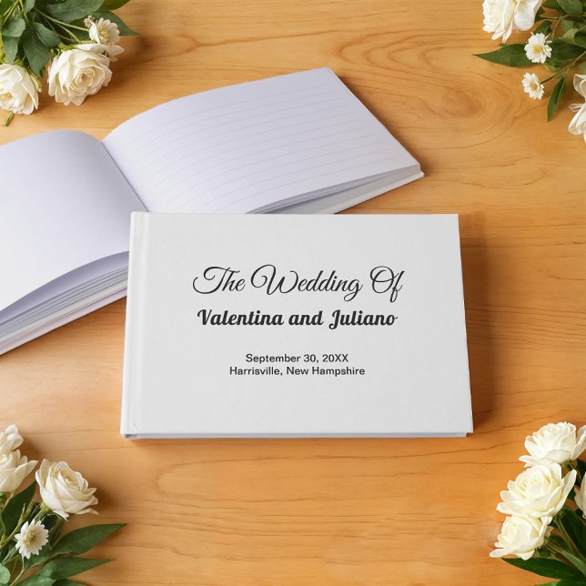 Schwarz-Weiß Hochzeitsgästebuch Gästebuch (Typography style black and white wedding guest book)