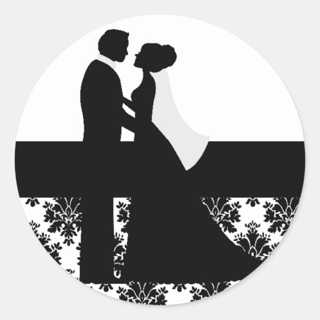 Schwarz-Weiß-Hochzeitskaffee - Siegel Runder Aufkleber (Vorderseite)