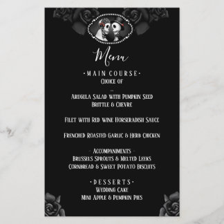 Schwarz-Weiß-Hochzeitskelette Schwarze Rose-Menü