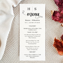 Schwarz-Weiß-Hochzeitsmenü Menükarte