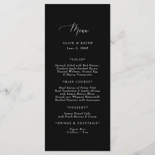 Schwarz-Weiß-Hochzeitsmenü Menükarte
