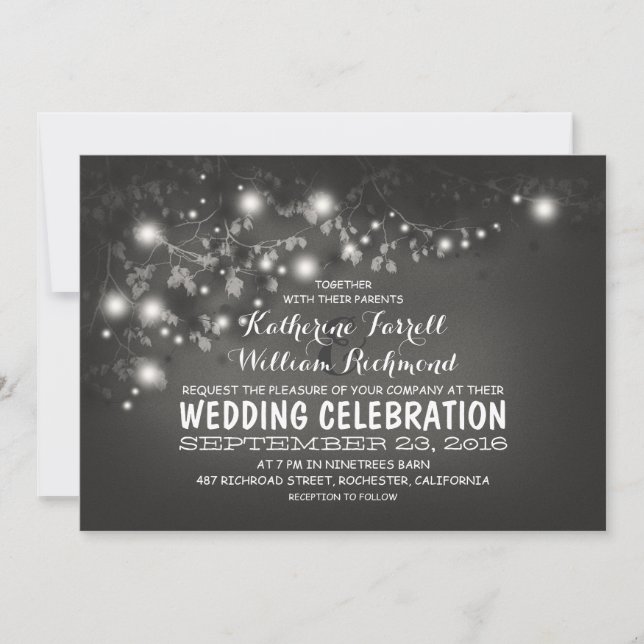 Schwarz-Weiß-Hochzeitsnacht Einladung (Vorderseite)