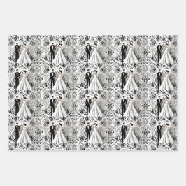 Schwarz-Weiß-Hochzeitspapier Geschenkpapier Set
