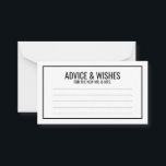 Schwarz-Weiß-Hochzeitsratgeber und Wünsche Hinweiskarte<br><div class="desc">Schwarz/Weiß Hochzeitsratgeber und Wunschkarte mit ihren Informationen in schwarzem,  fett formatiertem serifenem Schriftart mit schwarzem Rechteck. Klicken Sie auf die Schaltfläche Anpassen,  um das Design zu personalisieren.</div>