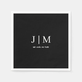 Schwarz-Weiß-Hochzeitstext mit anpassbarem Text Serviette