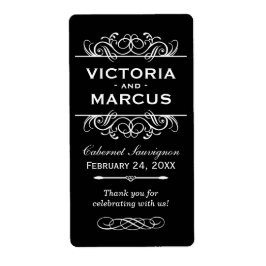 Schwarz-Weiß Hochzeitswein Flasche Gefallen