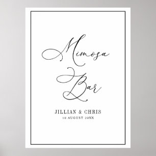 Schwarz-Weiß-Hochzeitszeichen mimosa Bar Poster