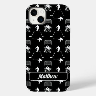 Schwarz-Weiß-Hockey Modernes Nahtloses Muster Case-Mate iPhone 14 Plus Hülle