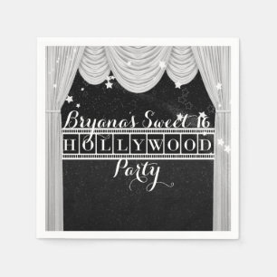 Schwarz & Weiß HOLLYWOOD Vorhänge Elegante Party Serviette