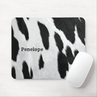 Schwarz-Weiß-Holstein-Kugel mit Namen Mousepad