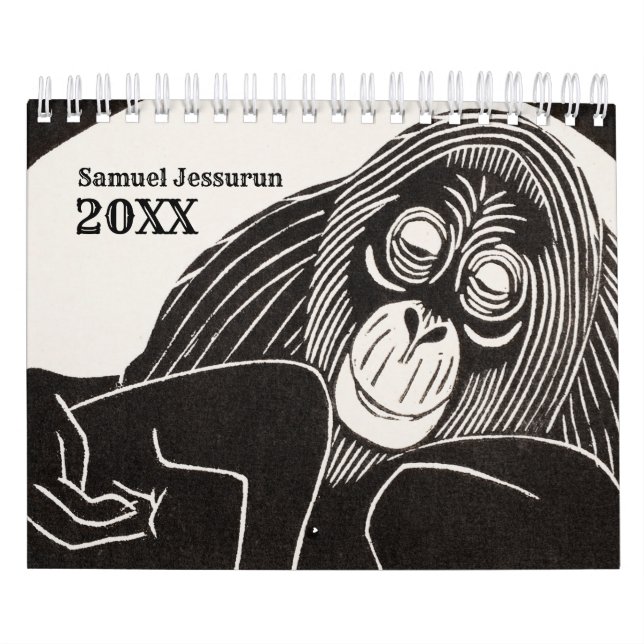 Schwarz-Weiß-Holz Einfache Linie Zeichnend Kalender (Titelbild)
