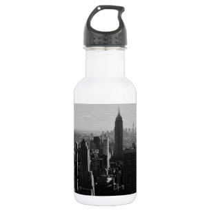 Schwarz-Weiß-Holzeffekt NYC Edelstahlflasche