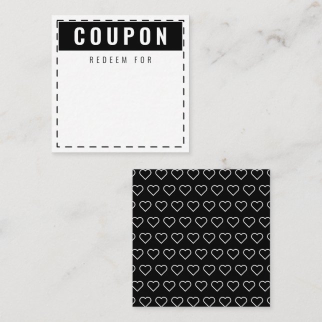 Schwarz-Weiß-Hörmuster Moderne Leere Coupons Mitteilungskarte (Vorne/Hinten)
