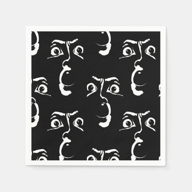Schwarz-Weiß-Horror Serviette (Vorderseite)