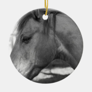 Schwarz-Weiß-Horse Keramikornament