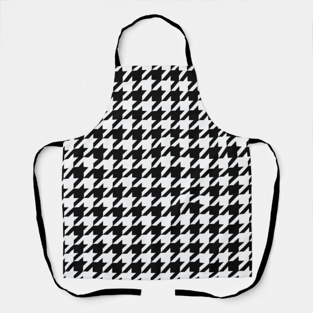 Schwarz Weiß Houndstooth Karo Schürze (Vorderseite)