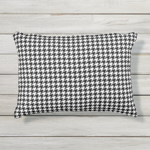 Schwarz Weiß Houndstooth Karo Stoff Kissen Für Draußen