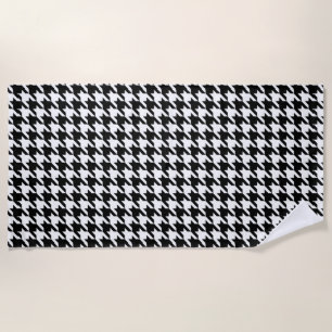 Schwarz Weiß Houndstooth Karo Strandtuch