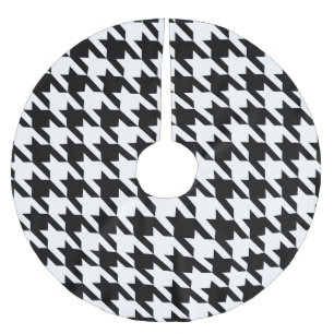 schwarz weiß Houndstooth Polyester Weihnachtsbaumdecke