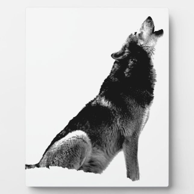 Schwarz-weiß Howling Wolf Fotoplatte (Vorderseite)