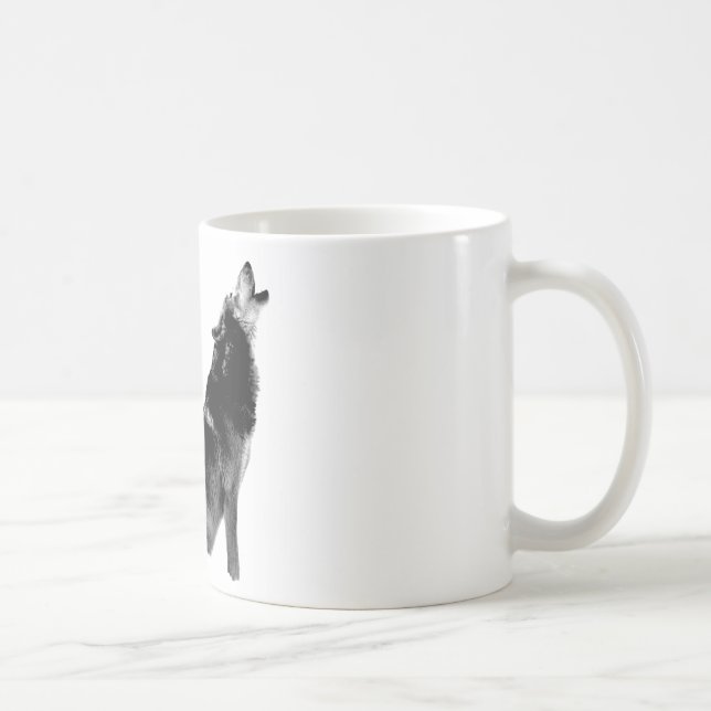 Schwarz-weiß Howling Wolf Kaffeetasse (Rechts)