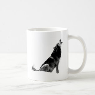 Schwarz-weiß Howling Wolf Kaffeetasse