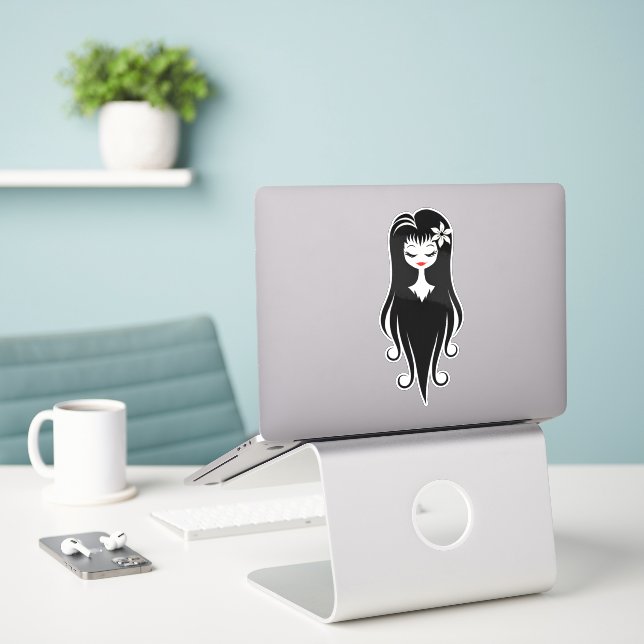 Schwarz-Weiß-Hübsch-Ghoul Aufkleber (Laptop auf Schreibtisch)