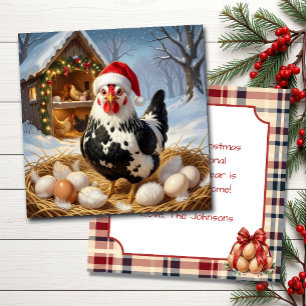 Schwarz-Weiß-Huhn und Weihnachtswitz Lustig Karte