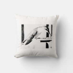 Schwarz-Weiß-Hummingvogel-Bild Kissen