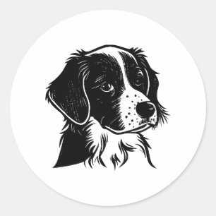 Schwarz-Weiß-Hund-Clipart-Artwork Runder Aufkleber