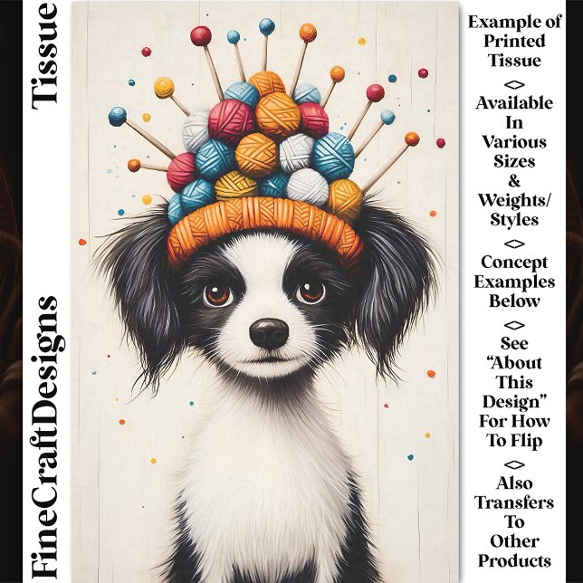 Schwarz-Weiß-Hund, Greifknochenhut CY1 Decoupage Seidenpapier (Von Creator hochgeladen)