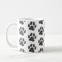 Schwarz-Weiß-Hund-Paw-Druck Kaffeetasse