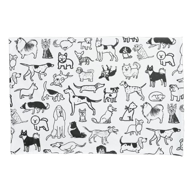Schwarz-Weiß-Hunde-Muster| Cool Canine Lover's Kissenbezug (Vorderseite)