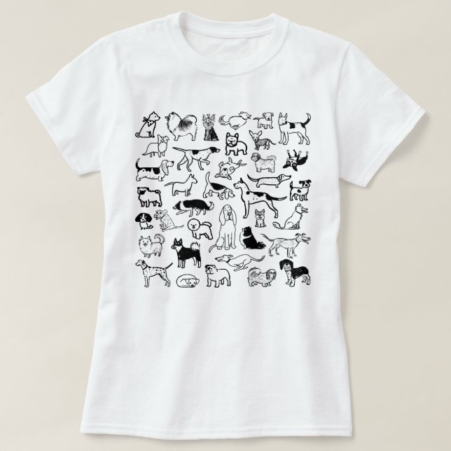 Schwarz-Weiß-Hunde-Muster| Cool Canine Lover's T-Shirt (Design vorne)