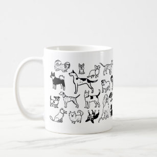 Schwarz-Weiß-Hunde-Muster   Coole Canine Lover Kaffeetasse