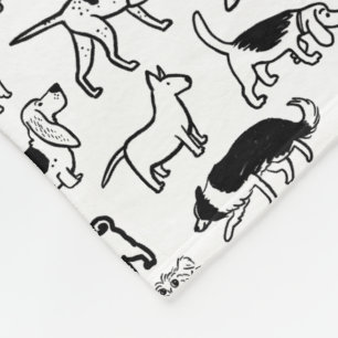 Schwarz-Weiß-Hunde-Muster  Niedlich Canine Lover' Fleecedecke
