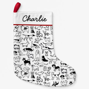 Schwarz-Weiß-Hunde-Muster  Niedlich Canine Lover' Kleiner Weihnachtsstrumpf