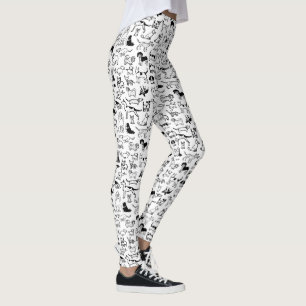 Schwarz-Weiß-Hunde-Muster  Niedlich Canine Lover' Leggings