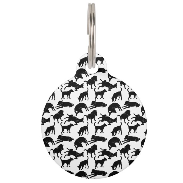 Schwarz-Weiß-Hundeform Haustiermarke (Vorderseite)