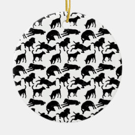 Schwarz-Weiß-Hundeform Keramik Ornament