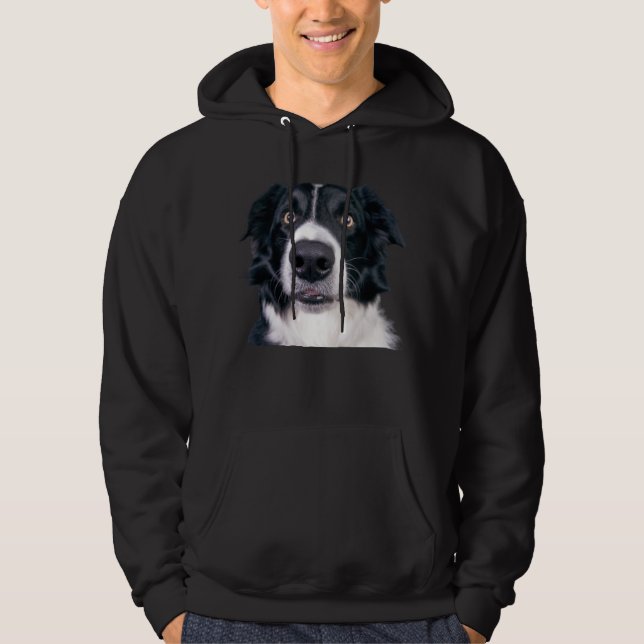 Schwarz-Weiß-Hundegesicht Hoodie (Vorderseite)