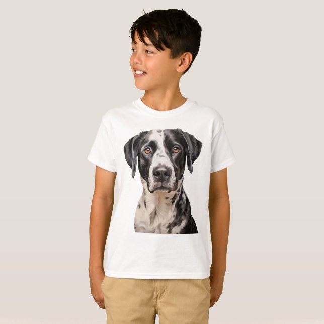 Schwarz-Weiß-Hundegesicht T-Shirt (Vorne ganz)