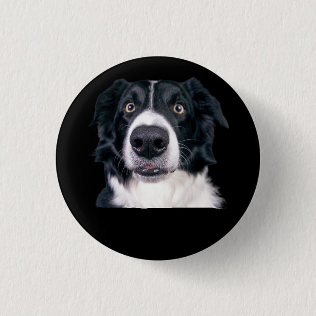 Schwarz-Weiß-Hundgesicht Button (Vorderseite)