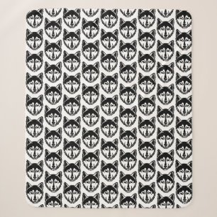 Schwarz-Weiß-Husky-Portrait Lino-Schnittmuster Sherpadecke