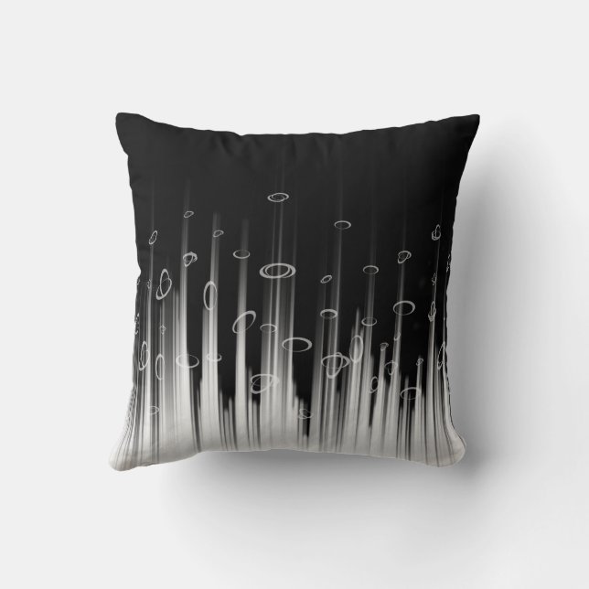 Schwarz-Weiß-Hypnotic-Line-Streaks Art Kissen (Rückseite)