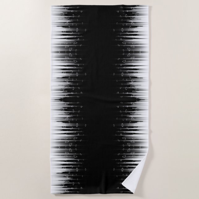 Schwarz-Weiß-Hypnotic-Line-Streaks Art Strandtuch (Vorderseite)
