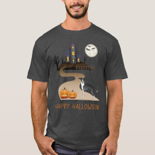 Schwarz-Weiß-Iggy und Halloween-Spuk Haus T-Shirt