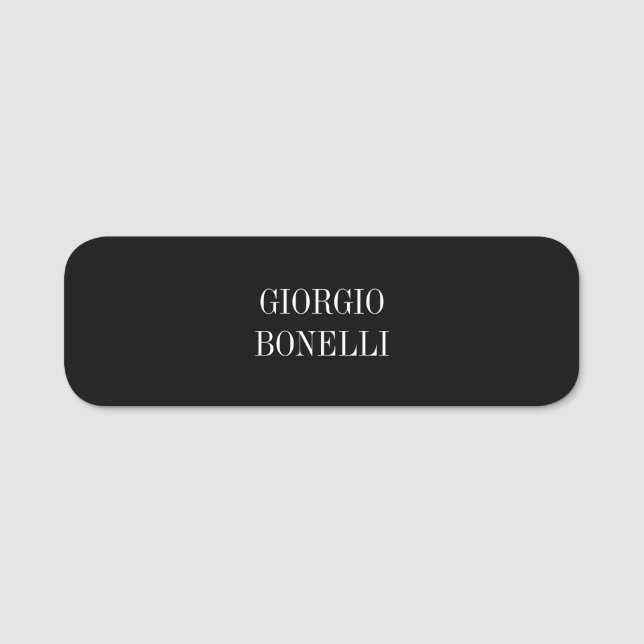 Schwarz-weiß Ihr Name Minimalistisch Personal Mode Namensschild (Vorderseite)