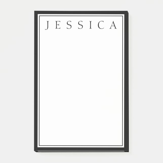 Schwarz/Weiß | Ihr Name Post-it Klebezettel (Vorderseite)